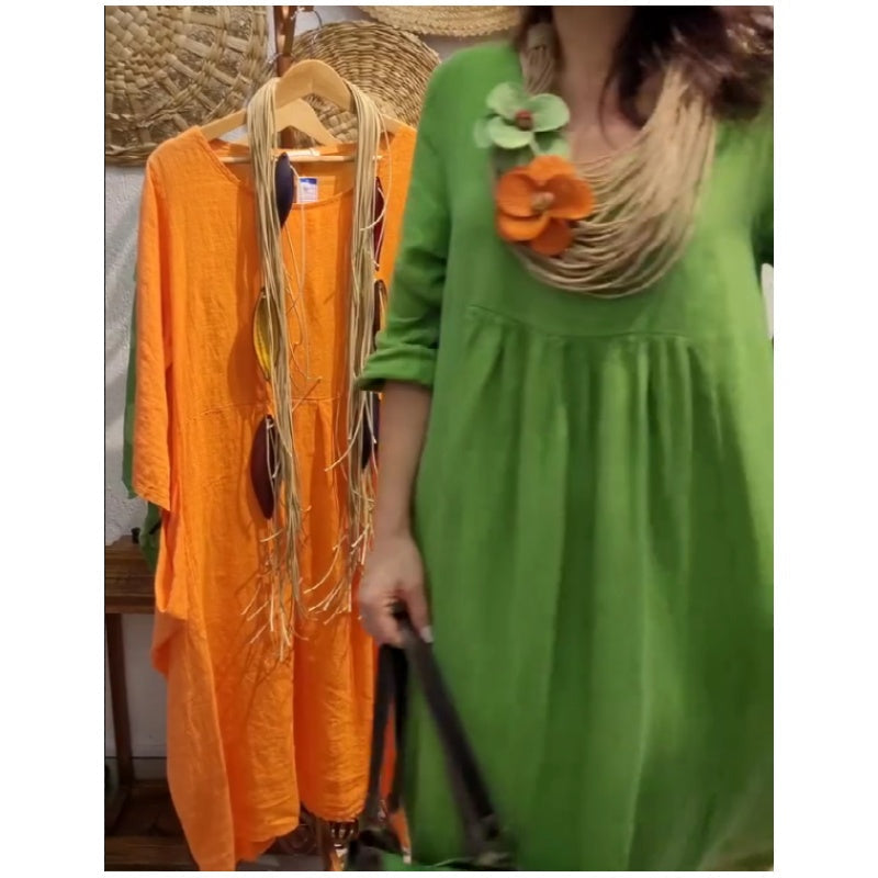 💖Limited Sale 49% OFF💖✨Lässiges langärmeliges Leinenkleid im Boho-Stil für Frauen