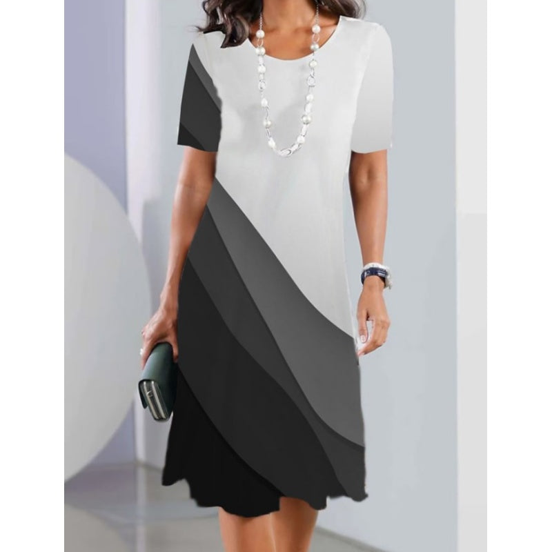 ✨Sommermode👗Aussehende dünne Frauen lässige lockere florale 3D digital bedruckte Rundhalsausschnitt Kleider