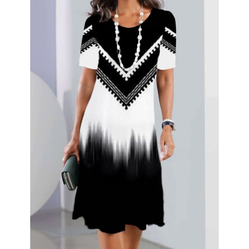 ✨Sommermode👗Aussehende dünne Frauen lässige lockere florale 3D digital bedruckte Rundhalsausschnitt Kleider