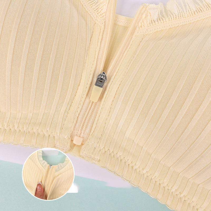 Wireless Push-Up Bra with Zip Front Closure