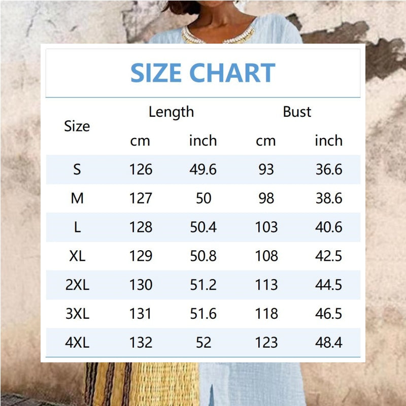 💥Women's Casual Loose Baumwolle Leinen bestickt Split Kleid💥