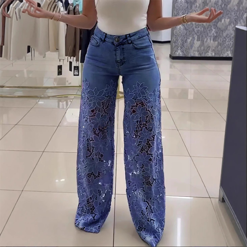 💃Sommermode vorwärts🌸🔥 Gespleißte Jeans mit Spitze