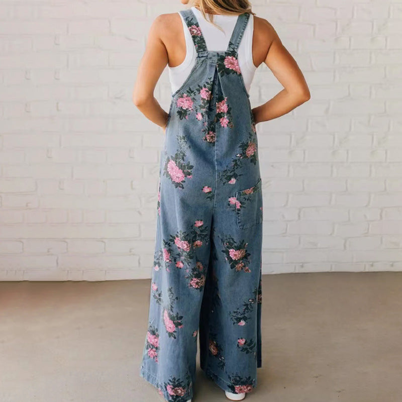 ⏳Zeitlich begrenzter Rabatt💥Lässige Damen-Latzhose aus Denim mit Print
