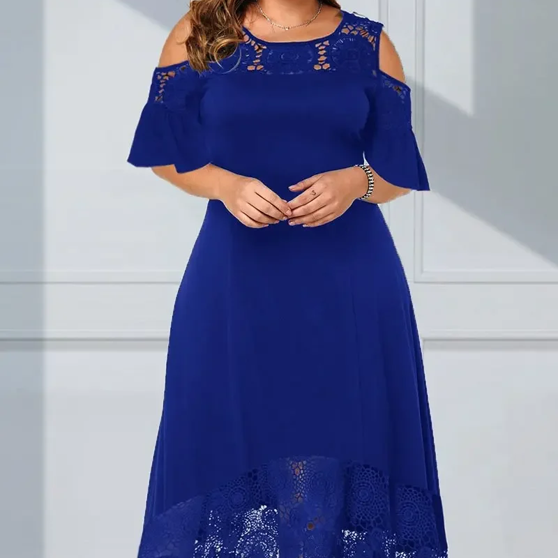 ✨Sommerschlussverkauf - 50% Rabatt✨💃Damen elegantes schulterfreies Kleid mit Spitzensaum