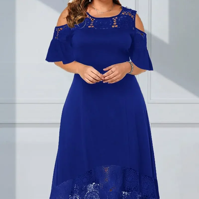 ✨Sommerschlussverkauf - 50% Rabatt✨💃Damen elegantes schulterfreies Kleid mit Spitzensaum