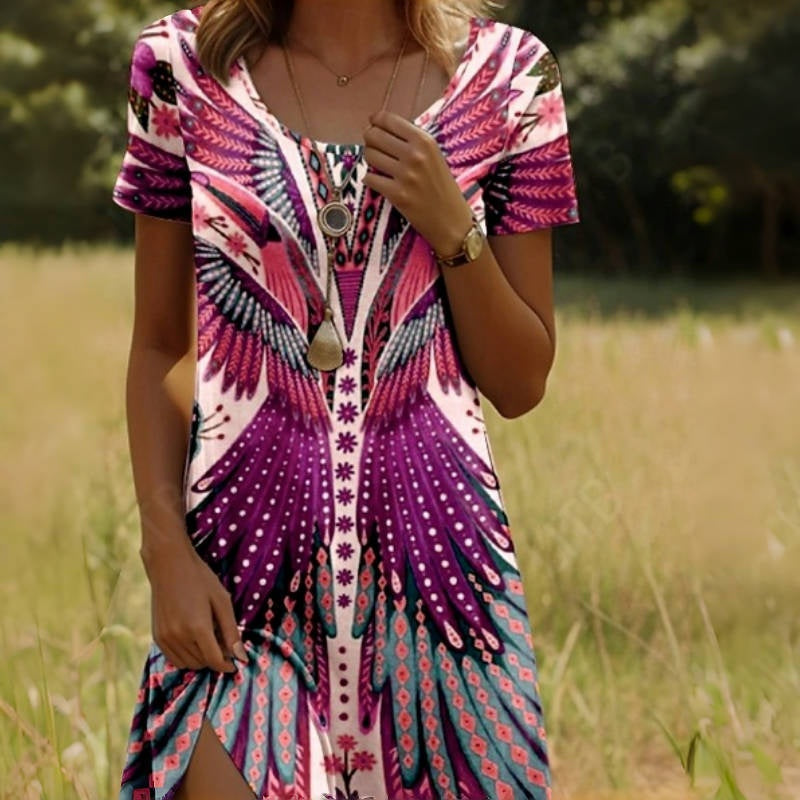 2025 Neues Design✨💃 Damenkleid mit kurzen Ärmeln und Blumenmuster