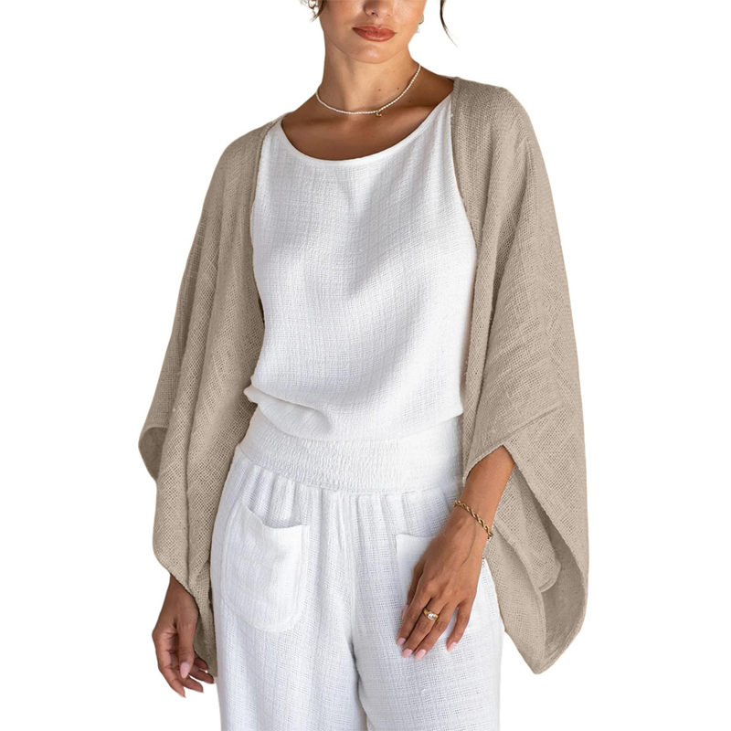 ✨Damen lockerer Cardigan mit 3/4-Ärmeln und offener Vorderseite