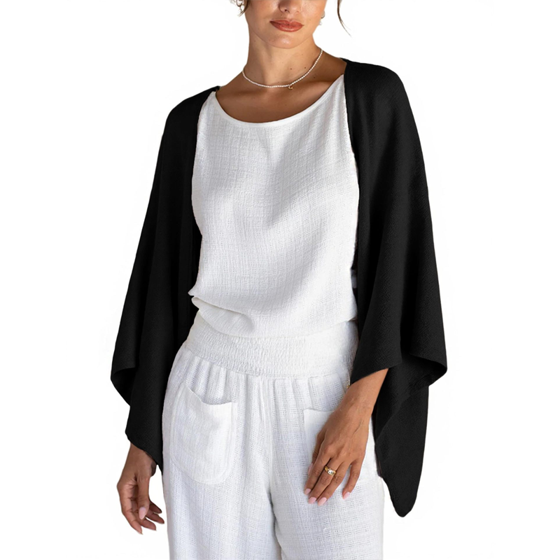 ✨Damen lockerer Cardigan mit 3/4-Ärmeln und offener Vorderseite