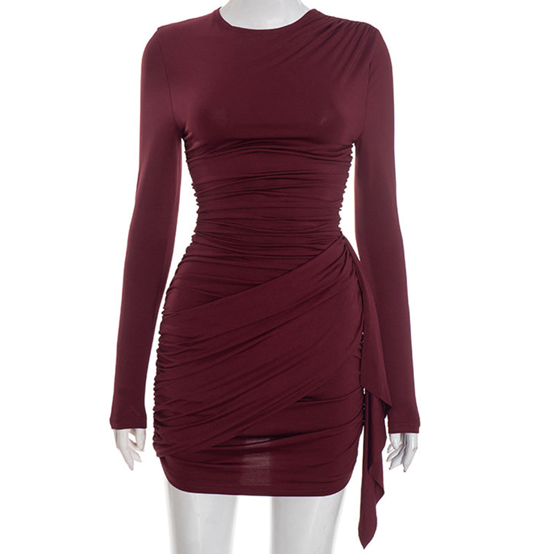 👗 JETZT 50% RABATT! 🔥 Figurbetontes eng anliegendes Minikleid mit Rüschen und langen Ärmeln – schmeichelnde Passform, dehnbarer Stoff & ideal für einen Abend aus 💃