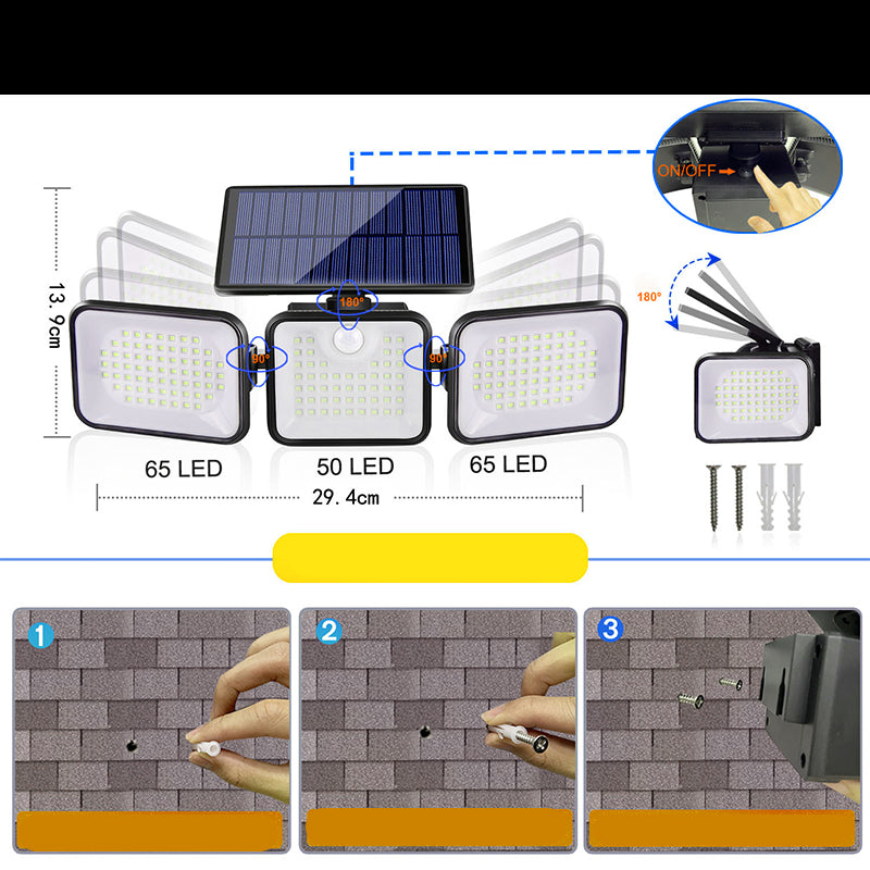 💡 50% RABATT! ☀️ 3-Head Solar Security Light with Motion Sensor – 360° Bewegungserkennung, Wasserdicht & Ideal Für Garten, Garage & Einfahrt 🏠