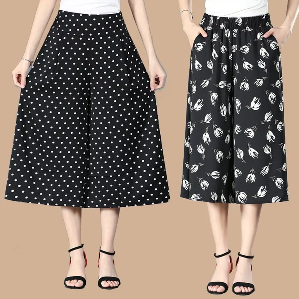 🔥KOSTENLOSER VERSAND BEI KAUF VON 2🔥 Damen Culottes aus Chiffon mit hohem elastischem Bund und weitem Bein, plissiert.