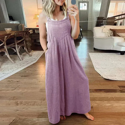 🥰Buy 2 Get 10% OFF🥰 Ärmelloser Jumpsuit für Damen mit weitem Bein und Taschen