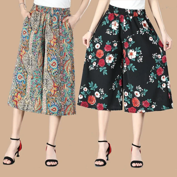 🔥KOSTENLOSER VERSAND BEI KAUF VON 2🔥 Damen Culottes aus Chiffon mit hohem elastischem Bund und weitem Bein, plissiert.