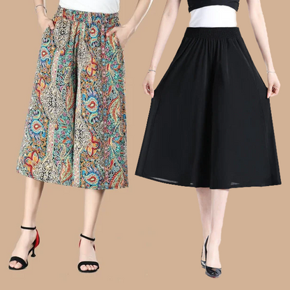 🔥KOSTENLOSER VERSAND BEI KAUF VON 2🔥 Damen Culottes aus Chiffon mit hohem elastischem Bund und weitem Bein, plissiert.