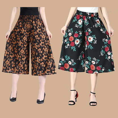 🔥KOSTENLOSER VERSAND BEI KAUF VON 2🔥 Damen Culottes aus Chiffon mit hohem elastischem Bund und weitem Bein, plissiert.