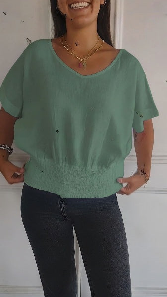 🔥Sommer-Hot-Sale 49% Rabatt🔥Bequemes tailliertes T-Shirt mit V-Ausschnitt