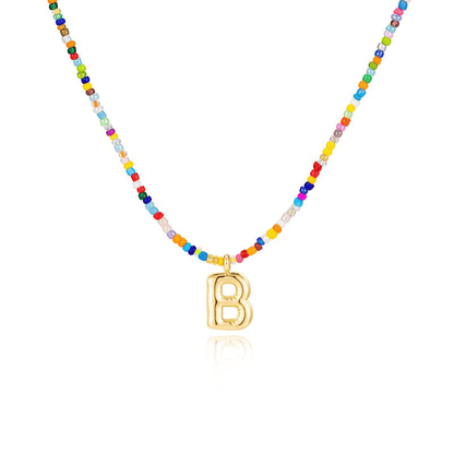 💜LETZTER TAG DER AKTION – 50 % RABATT💜🌈 Buchstaben-Perlenkette für Damen🔤A-Z