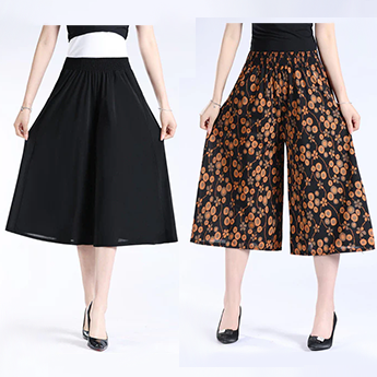 🔥KOSTENLOSER VERSAND BEI KAUF VON 2🔥 Damen Culottes aus Chiffon mit hohem elastischem Bund und weitem Bein, plissiert.