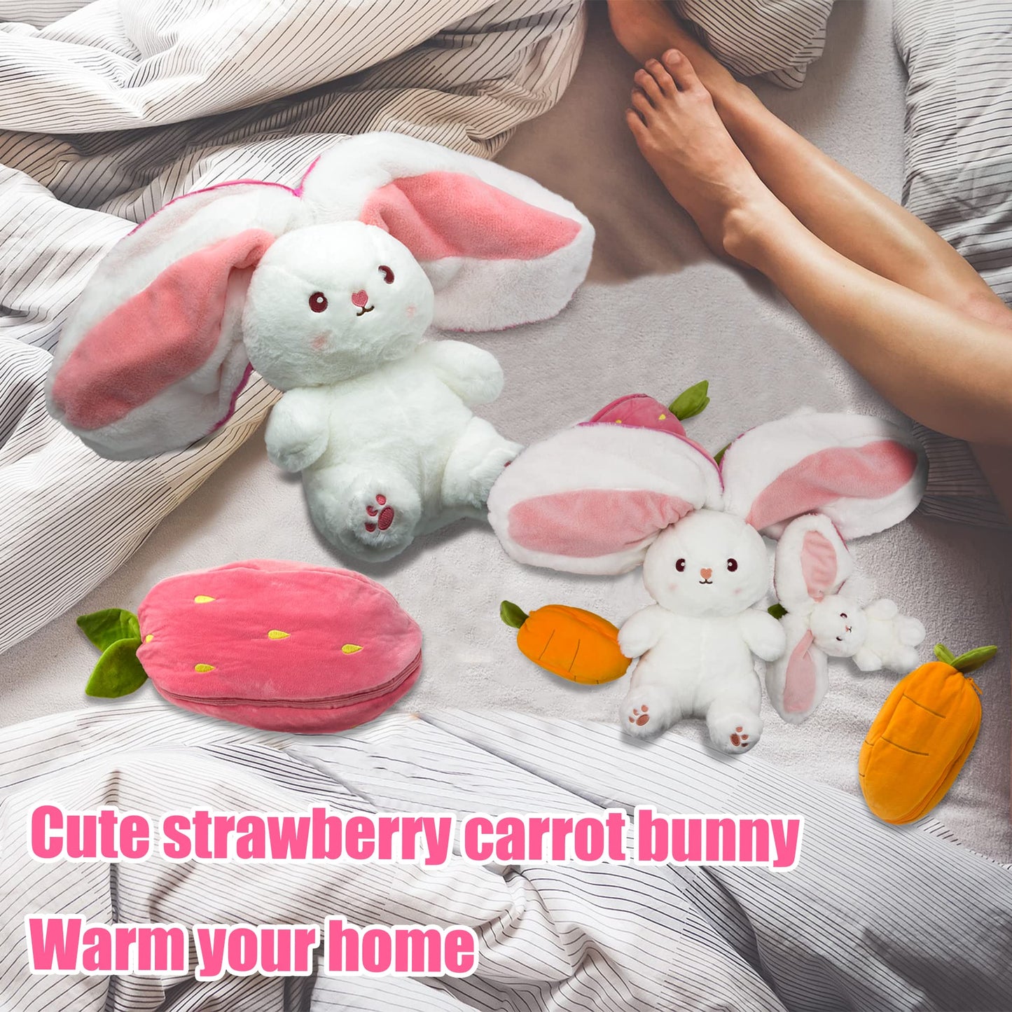 🔥🔥Ostergeschenke 🍓Erdbeerhäschen verwandelt sich in Häschen 🎀 Fruchtpuppe Plüschtier 🐰