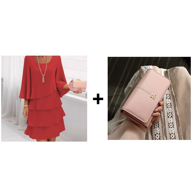 💎 50% RABATT! 👚 Elegantes Damen-Kleid mit Volantsaum – Zeitloser Quadratischer Ausschnitt & Fließende Ärmel