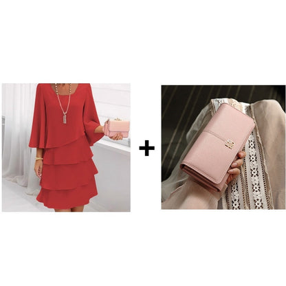 💎 50% RABATT! 👚 Elegantes Damen-Kleid mit Volantsaum – Zeitloser Quadratischer Ausschnitt & Fließende Ärmel
