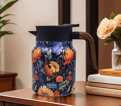 💥Teethermoskanne mit Vintage-Blumenmuster – Integriertes Teesieb✨