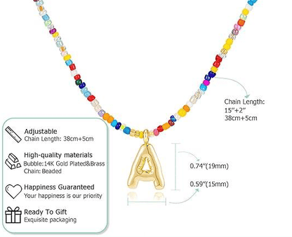 💜LETZTER TAG DER AKTION – 50 % RABATT💜🌈 Buchstaben-Perlenkette für Damen🔤A-Z