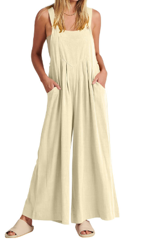 🥰Buy 2 Get 10% OFF🥰 Ärmelloser Jumpsuit für Damen mit weitem Bein und Taschen