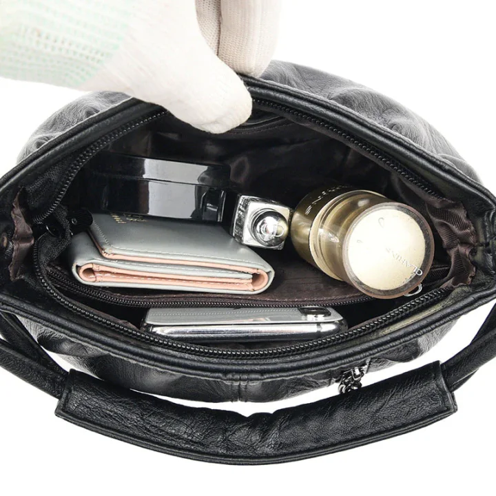 Schlichte und lässige, modische, plissierte Eimer-Handtasche aus weichem Leder