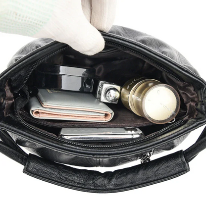 Schlichte und lässige, modische, plissierte Eimer-Handtasche aus weichem Leder