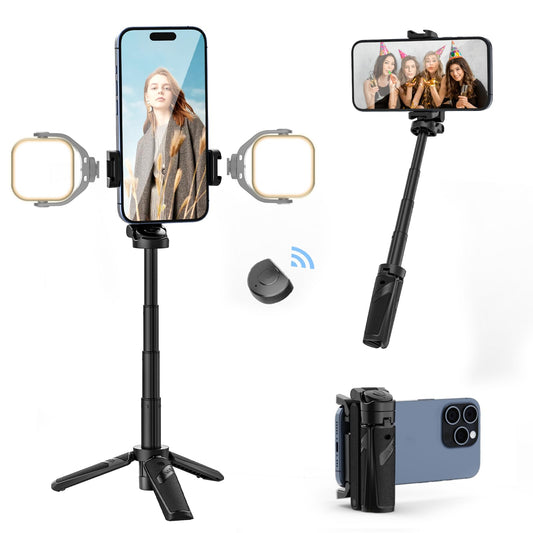 📱✨Ausziehbares Selfie Stick Stativ im Taschenformat mit abnehmbarer Fernbedienung