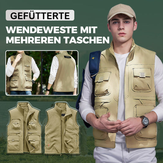 😎✨Gefütterte Wendeweste mit mehreren Taschen für Herren und Damen