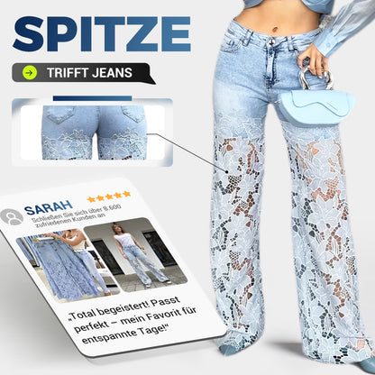 💃Sommermode vorwärts🌸🔥 Gespleißte Jeans mit Spitze