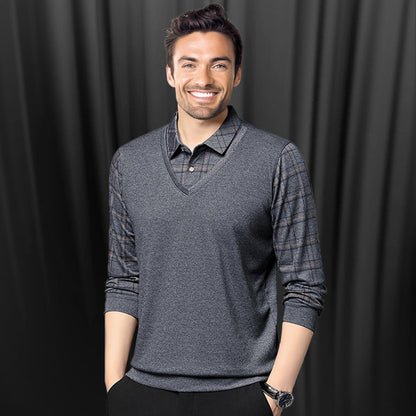 💖Langarm-Oberteil in Layering-Optik für Herren🧥✅