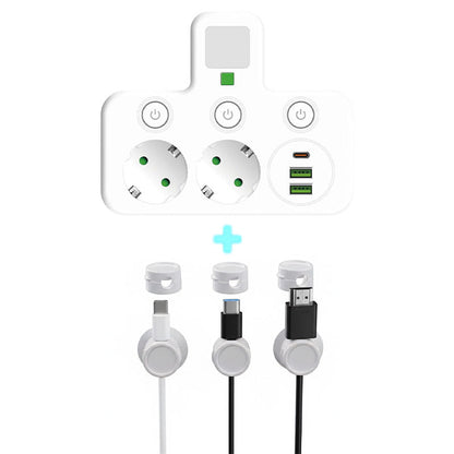 🔌EU-Stecker-Wandler-Steckdose mit 4 Steckdosen, Multi-Port-Wanddose mit unabhängigem Schalter und kleinem Nachtlichtadapter