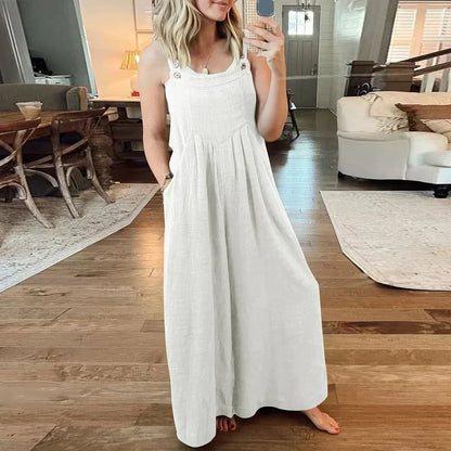 🥰Buy 2 Get 10% OFF🥰 Ärmelloser Jumpsuit für Damen mit weitem Bein und Taschen