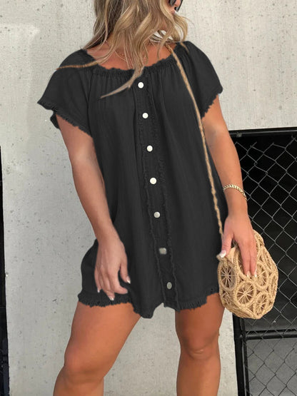 Kurzärmeliges, lässiges Denim-Kleid