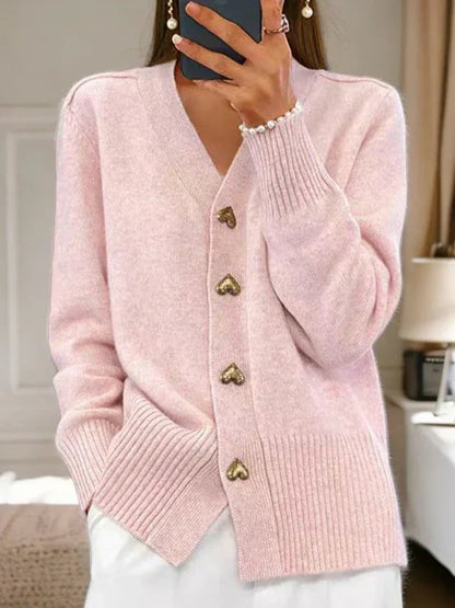 🍂Herbst-Neuheiten🌸Lässige Herbst-Strickjacke für Damen aus einfarbigem Garn mit Knöpfen
