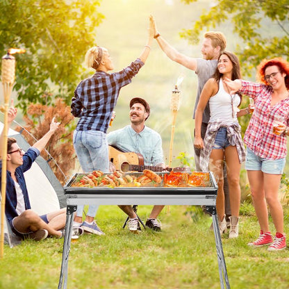 Outdoor Grillset – Klappbarer Edelstahl-Kohlegrill für Camping, Garten und BBQ🔥🍖