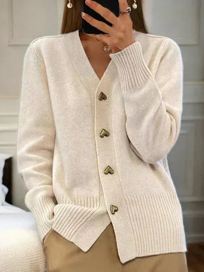 🍂Herbst-Neuheiten🌸Lässige Herbst-Strickjacke für Damen aus einfarbigem Garn mit Knöpfen