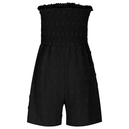 🎉Last Day Promotion 50% OFF💃Frauen trägerlos Rüschenbesatz geraffte Krawatte vorne weites Bein Rohr Romper