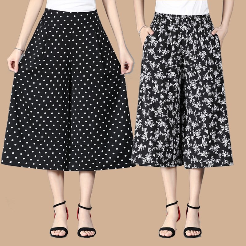 🔥Heißer Verkauf 52% Rabatt🔥Damen-Culottes mit weitem Bein und plissiertem Chiffon