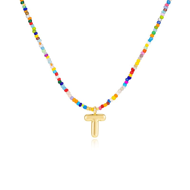 💜LETZTER TAG DER AKTION – 50 % RABATT💜🌈 Buchstaben-Perlenkette für Damen🔤A-Z