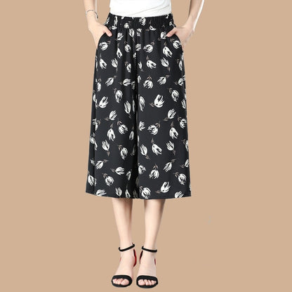🔥KOSTENLOSER VERSAND BEI KAUF VON 2🔥 Damen Culottes aus Chiffon mit hohem elastischem Bund und weitem Bein, plissiert.
