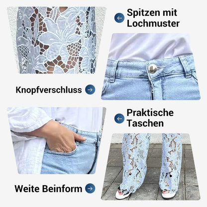 💃Sommermode vorwärts🌸🔥 Gespleißte Jeans mit Spitze