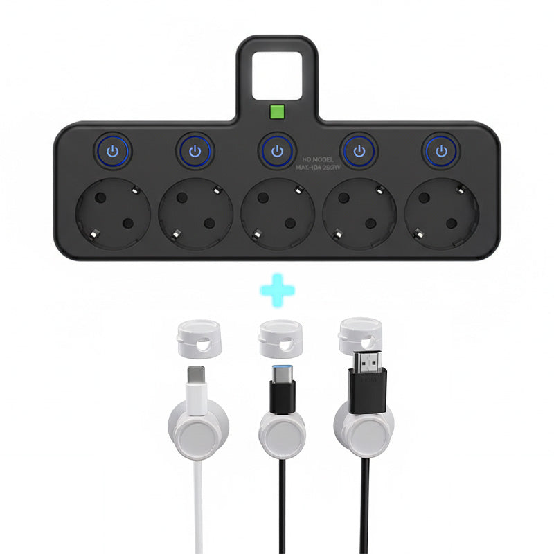 🔌EU-Stecker-Wandler-Steckdose mit 4 Steckdosen, Multi-Port-Wanddose mit unabhängigem Schalter und kleinem Nachtlichtadapter