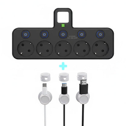 🔌EU-Stecker-Wandler-Steckdose mit 4 Steckdosen, Multi-Port-Wanddose mit unabhängigem Schalter und kleinem Nachtlichtadapter