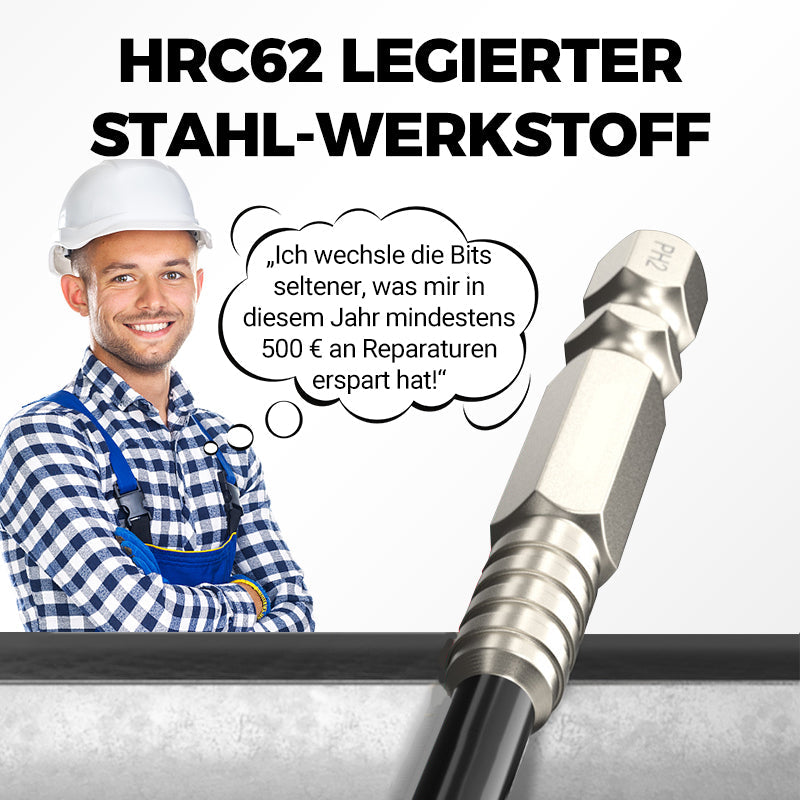 💥Sechskant-Bitsatz mit rutschhemmender Gewindestruktur, schlagfest & hochmagnetisch(HRC 62)