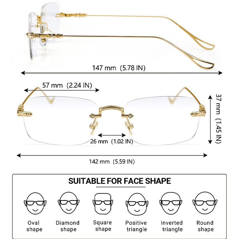 Rahmenlose Blaulichtfilter-Presbyopiebrille für Männer und Frauen