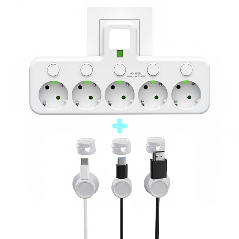 🔌EU-Stecker-Wandler-Steckdose mit 4 Steckdosen, Multi-Port-Wanddose mit unabhängigem Schalter und kleinem Nachtlichtadapter